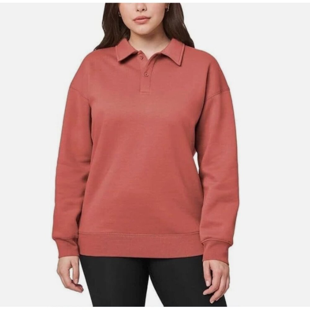 Mondetta Ladies' Collared Fleece Pullover Top, Mineral red, Small - Picture 1 of 3